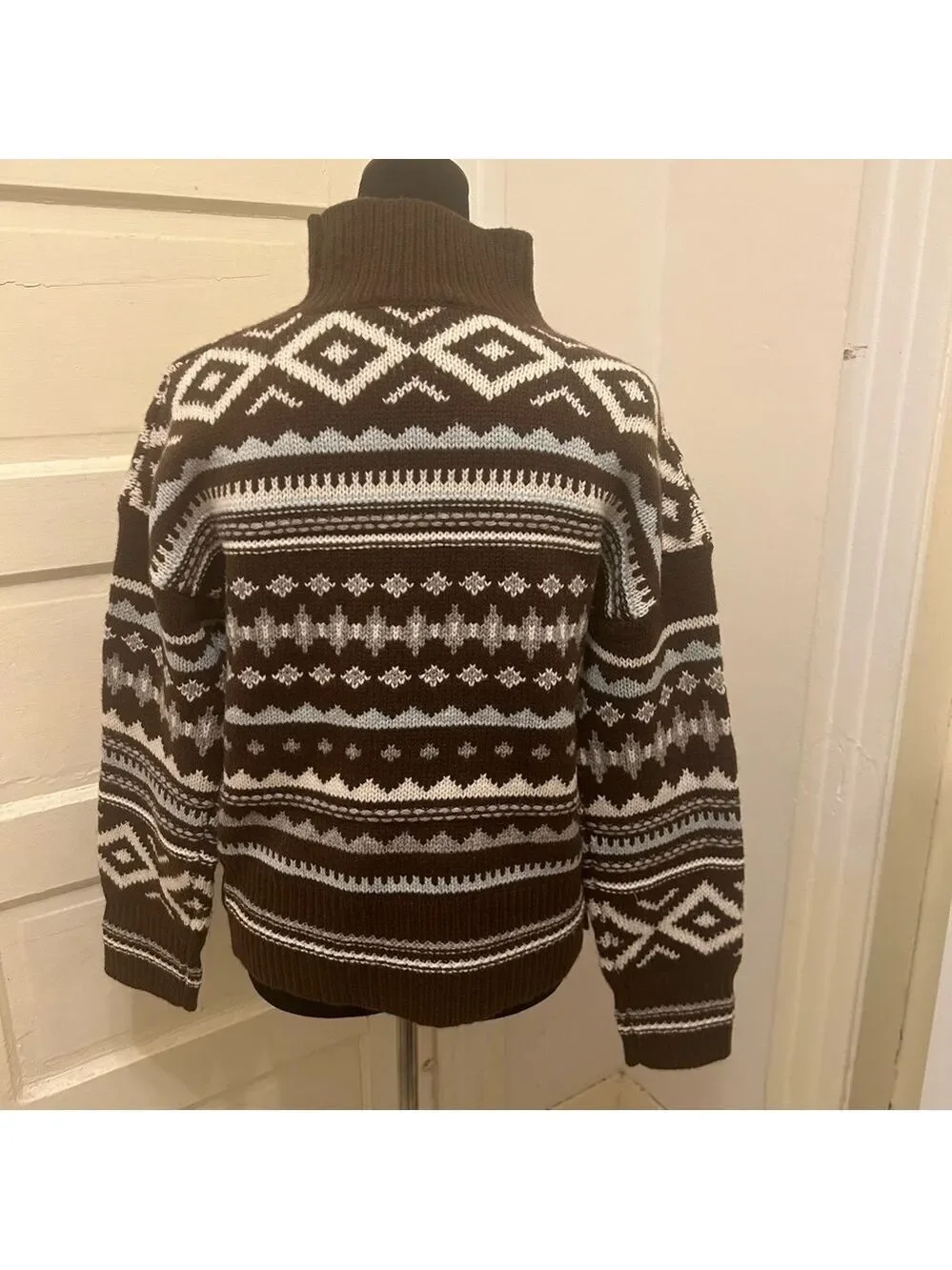 SUNDANCE Women’s.Wool Blend Intarsia Pullover Sweater Cottage Core Cosy